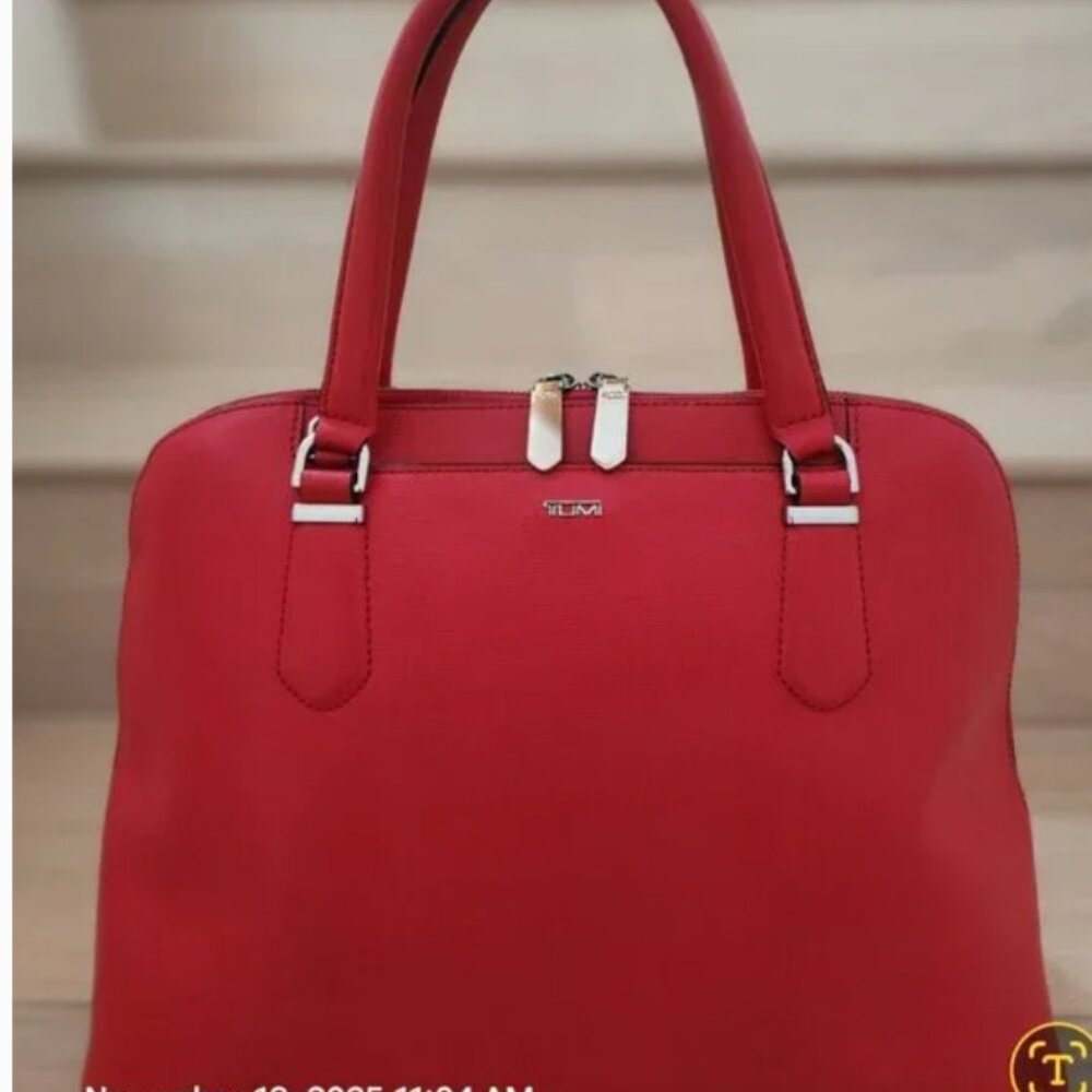 Like New Tumi Stanton Deonne Red Domed Leather Satchel